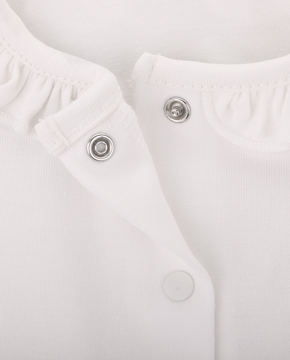T-Shirt de Bebé Menina em Algodão Orgânico com Desenho Frontal KNOT Branco-4