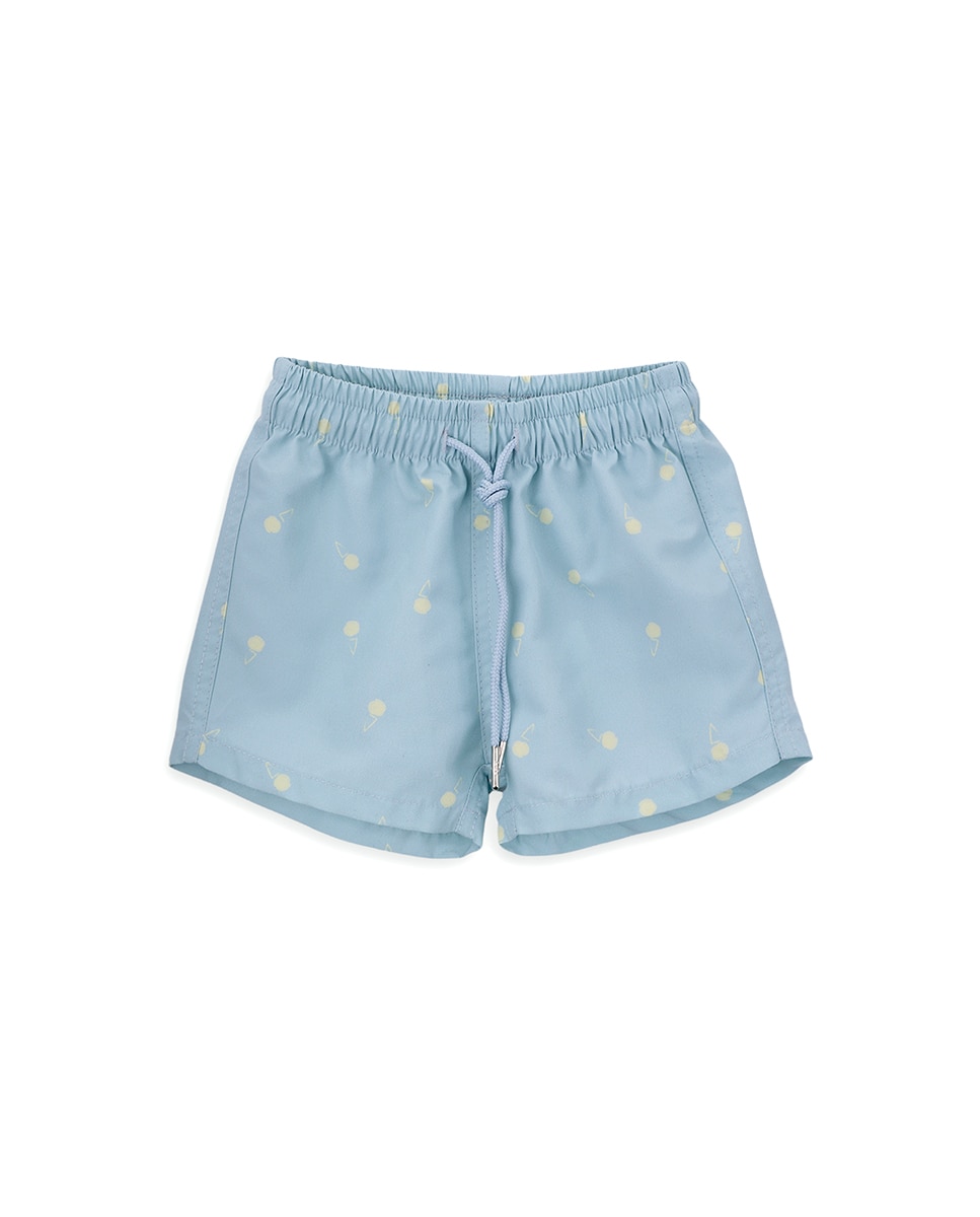 Calções de Banho de Menino com Estampado Azul-1