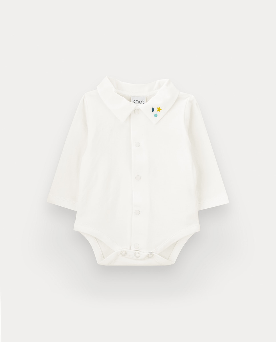 Body Twinkles de Bebé Menino em Algodão Orgânico KNOT Pérola-1