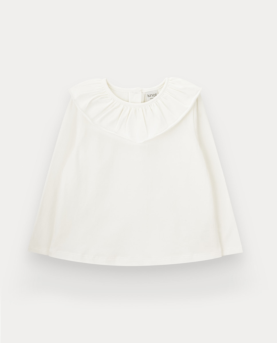 T-Shirt Abby de Menina em Algodão Orgânico KNOT Pérola-1