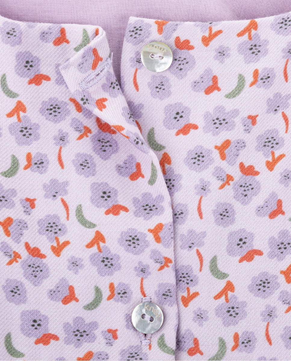 Vestido Suzie de Menina em Algodão Estampado KNOT Lilás-2