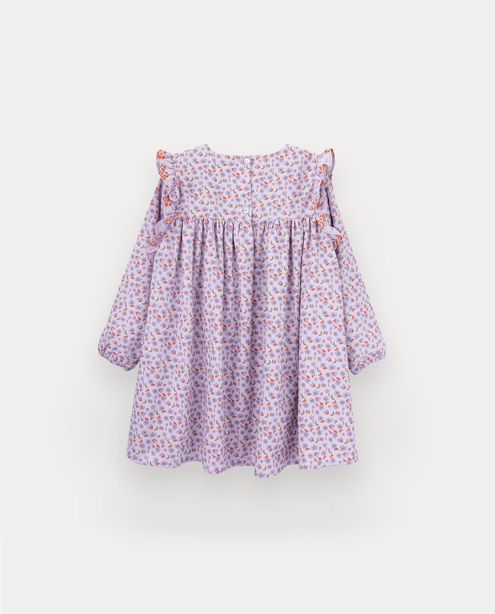 Vestido Suzie de Menina em Algodão Estampado KNOT Lilás-3