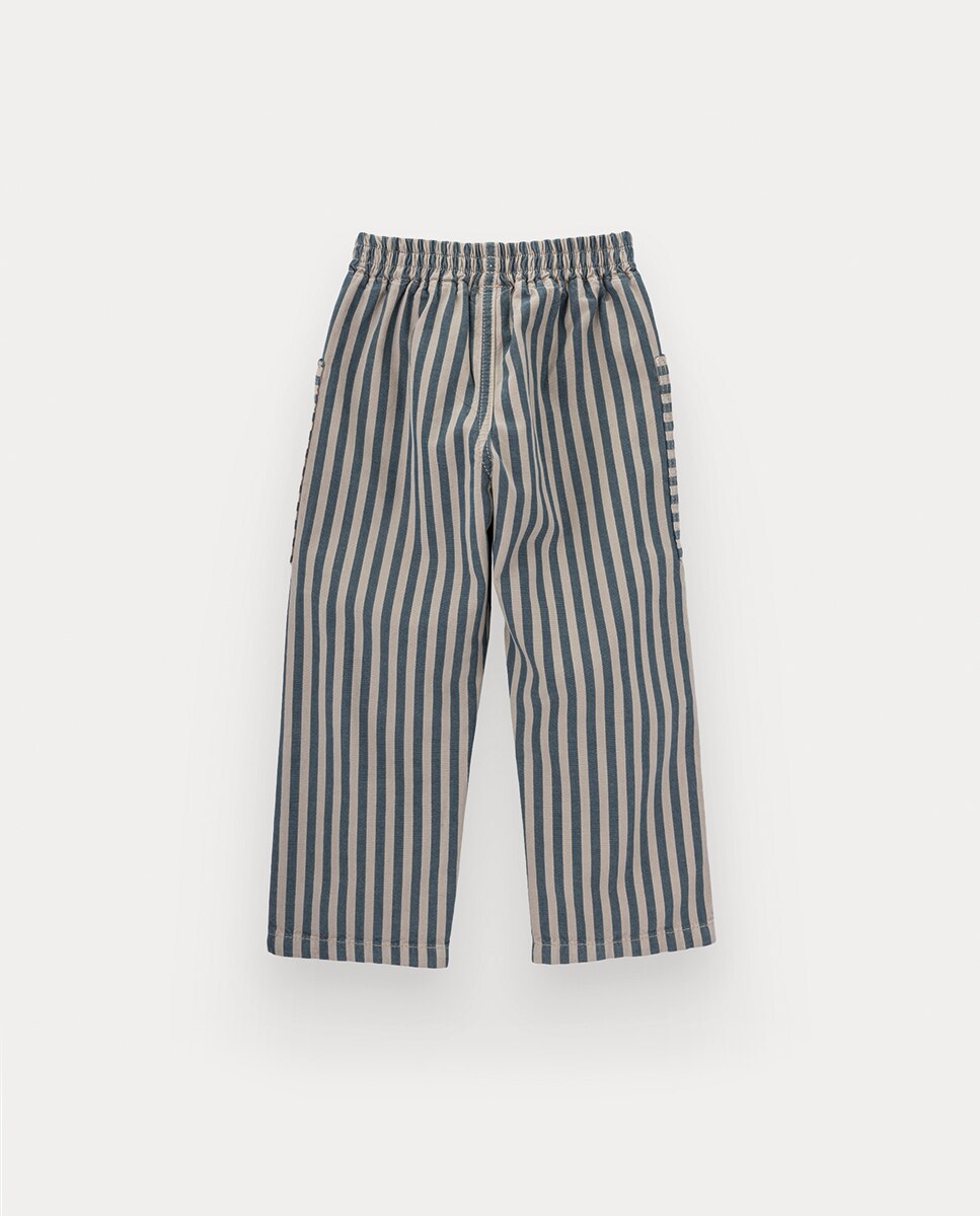 Calças Sloan de Menino em Sarja de Riscas KNOT Azul-escuro-3
