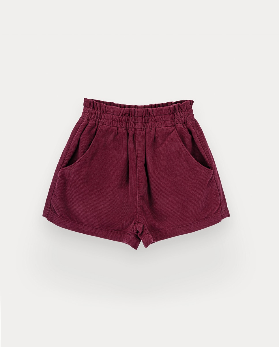 Calções Lizy de Menina em Bombazine KNOT Bordeaux-1