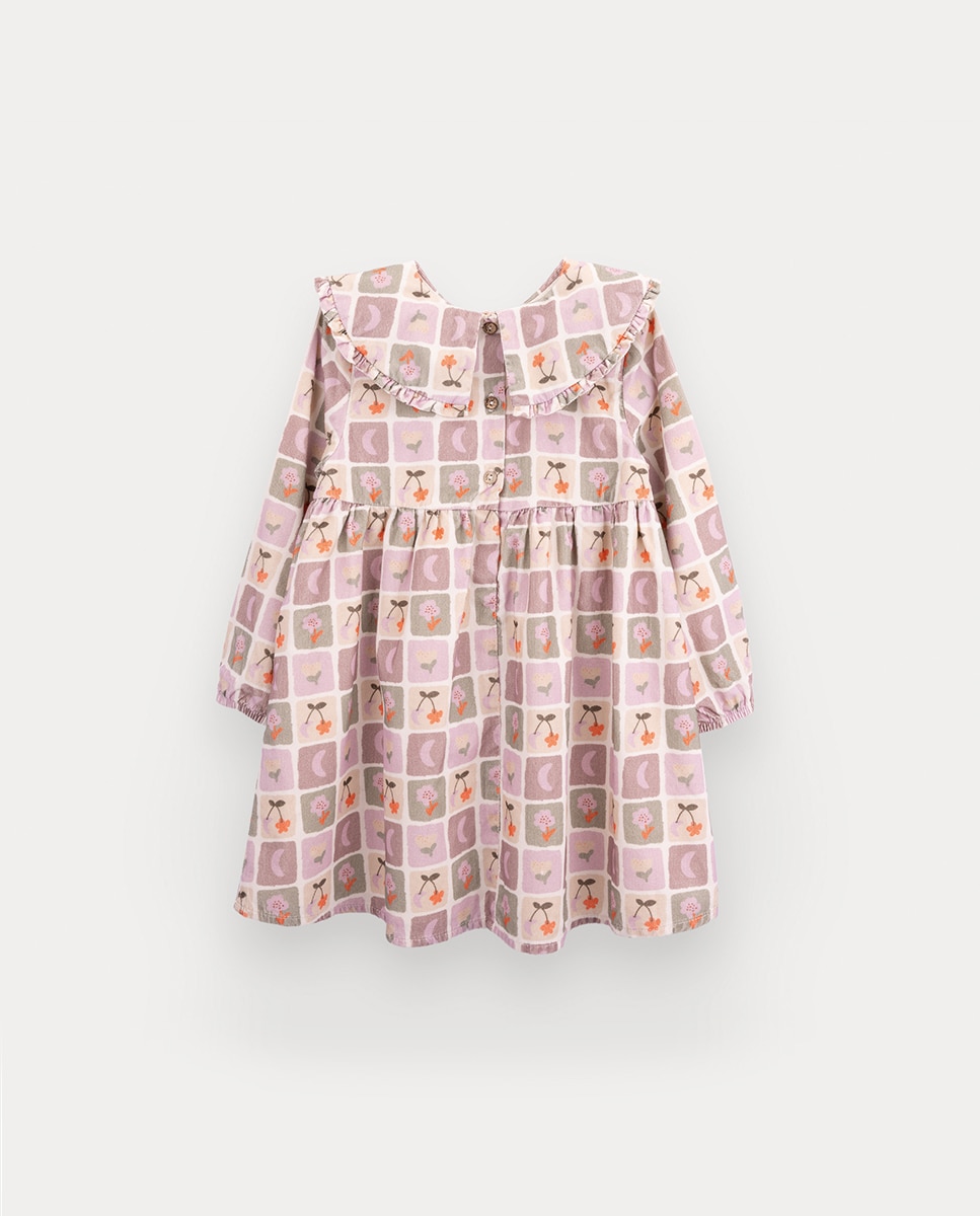 Vestido Cellie de Menina em Bombazine Estampada KNOT Roxo-2