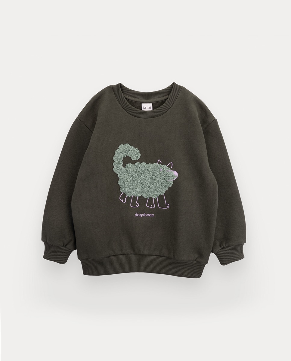 Sweatshirt Dog Sheep de Menino KNOT Verde-escuro-1