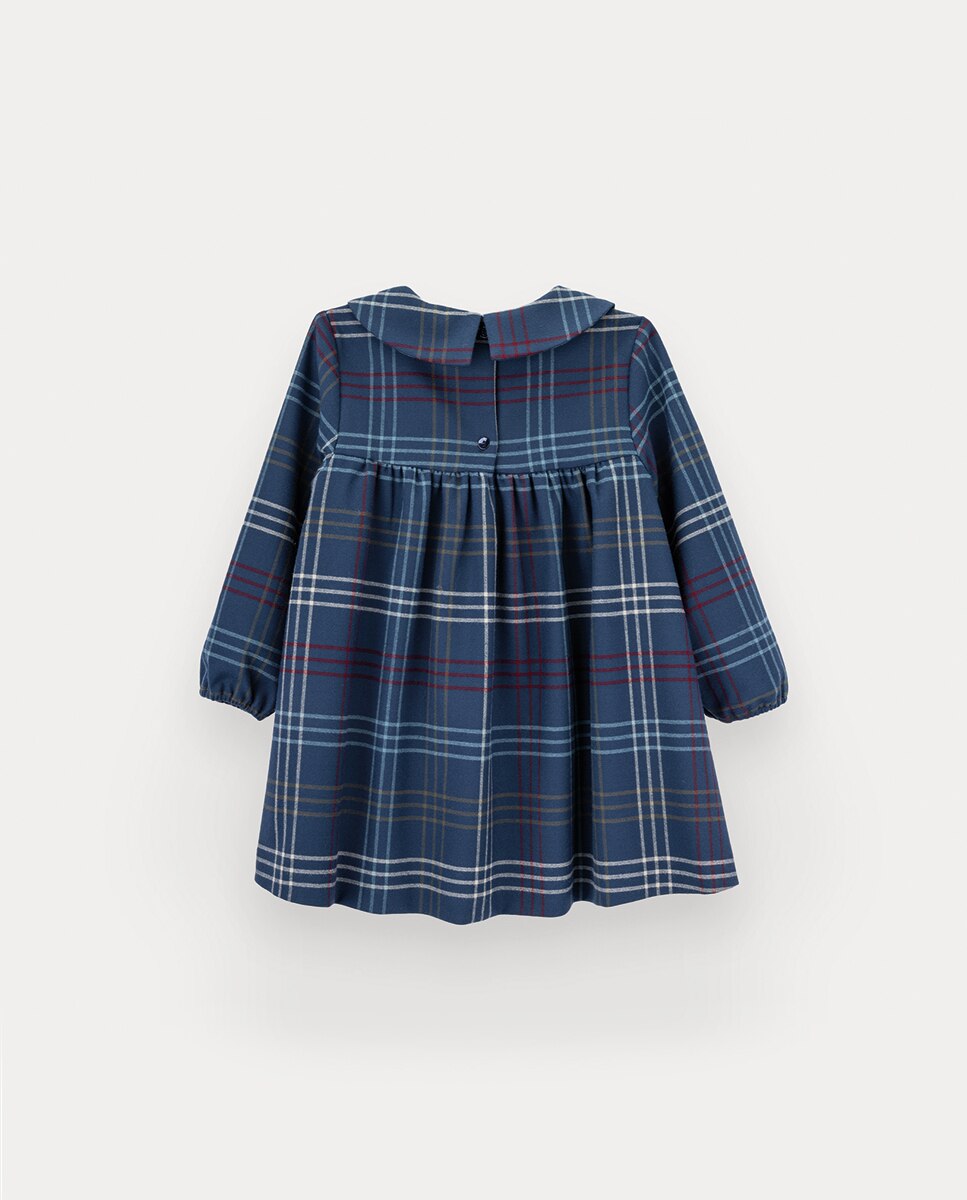 Vestido Tommie de Menina em Xadrez KNOT Azul-escuro-3