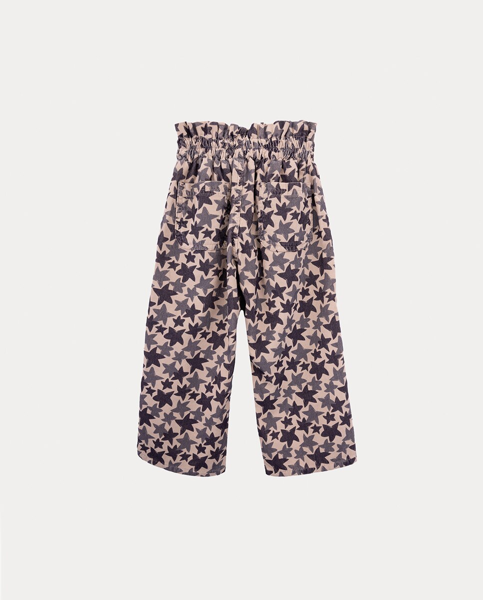 Calças Alana de Menina em Bombazine Estampada KNOT Azul-escuro-3