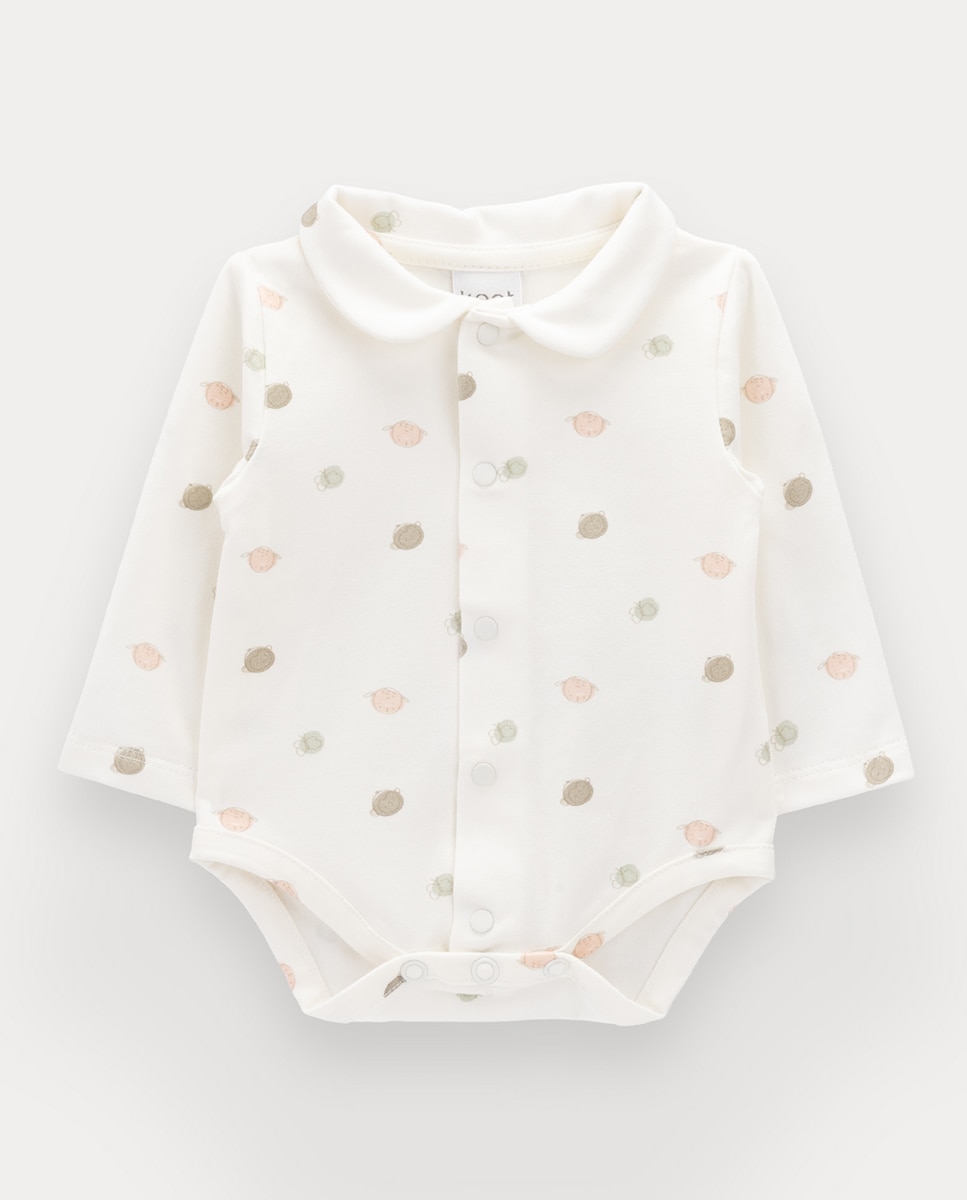 Body Percy de bebé em algodão orgânico KNOT Branco-1
