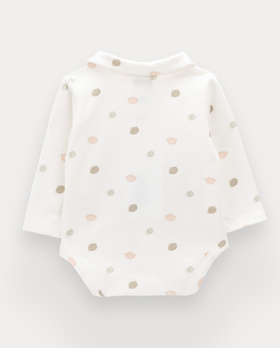 Body Percy de bebé em algodão orgânico KNOT Branco-3