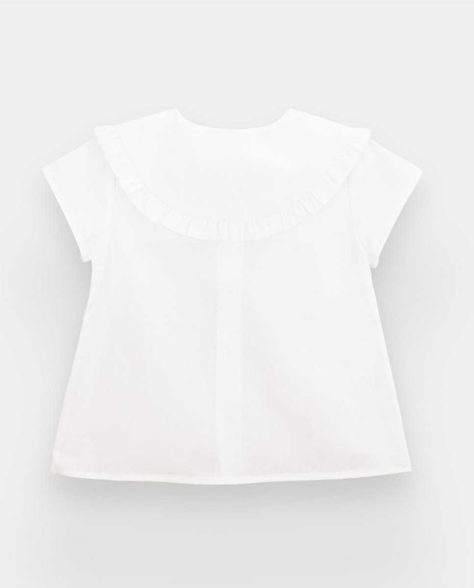 Blusa Barbara de menina em algodão orgânico KNOT Branco-3