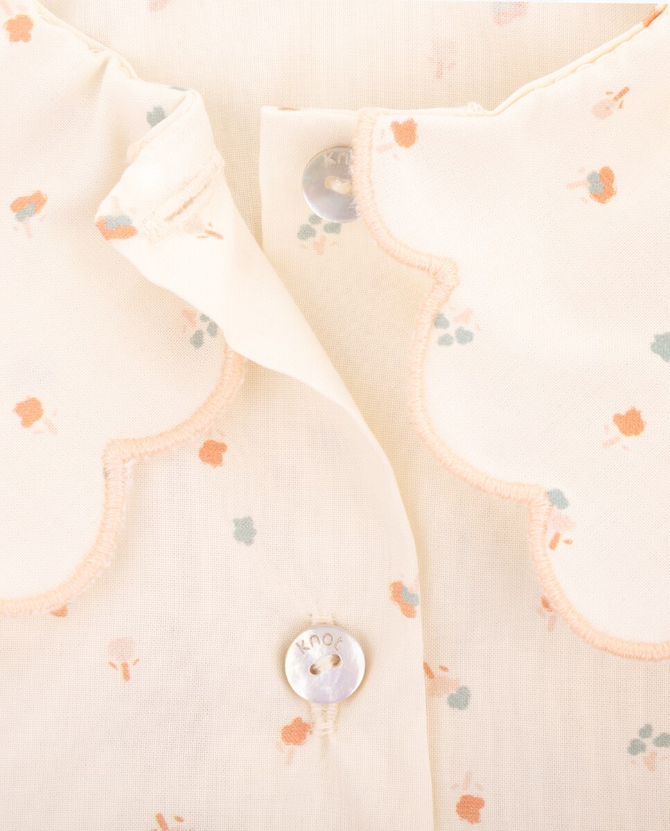 Blusa Ellie de menina em algodão orgânico Bege-2