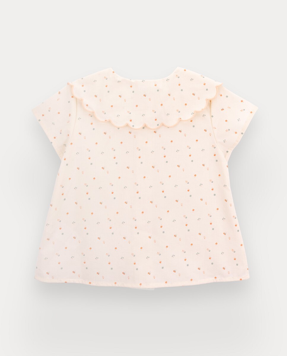 Blusa Ellie de menina em algodão orgânico Bege-3