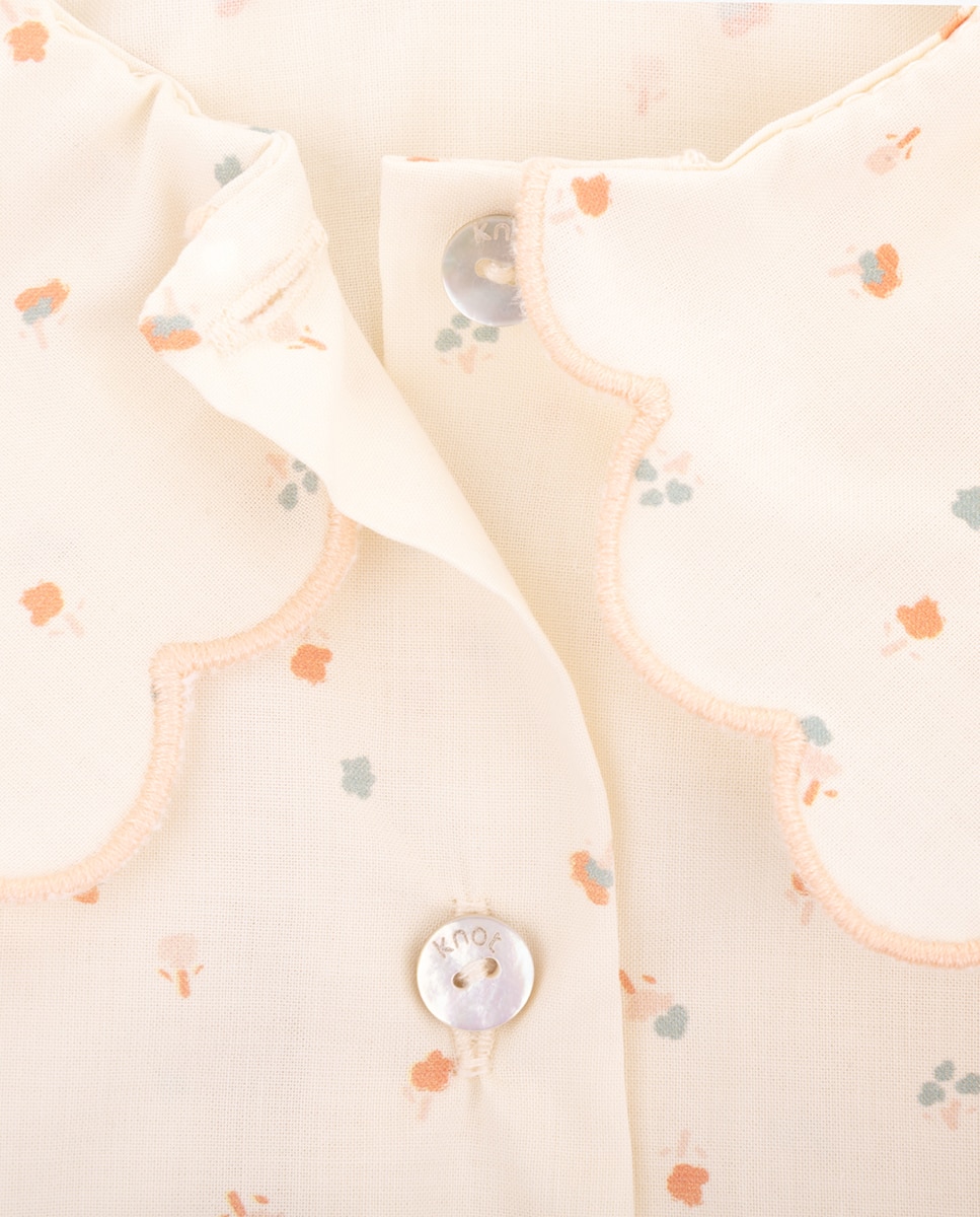 Blusa Ellie de menina em algodão orgânico KNOT Bege-2