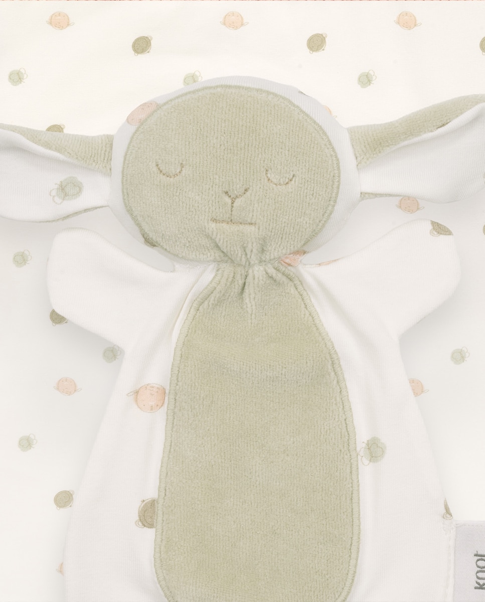 Doudou Fluffy de bebé em algodão orgânico KNOT Branco-2