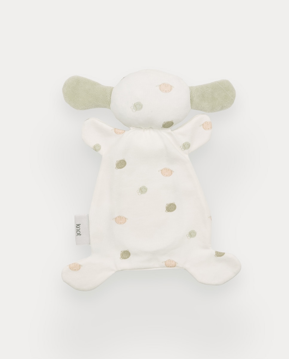 Doudou Fluffy de bebé em algodão orgânico KNOT Branco-3