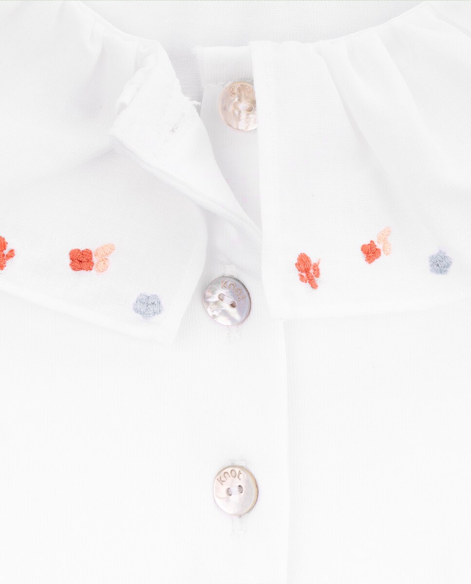Polo Camellia de menina em algodão orgânico KNOT Branco-2