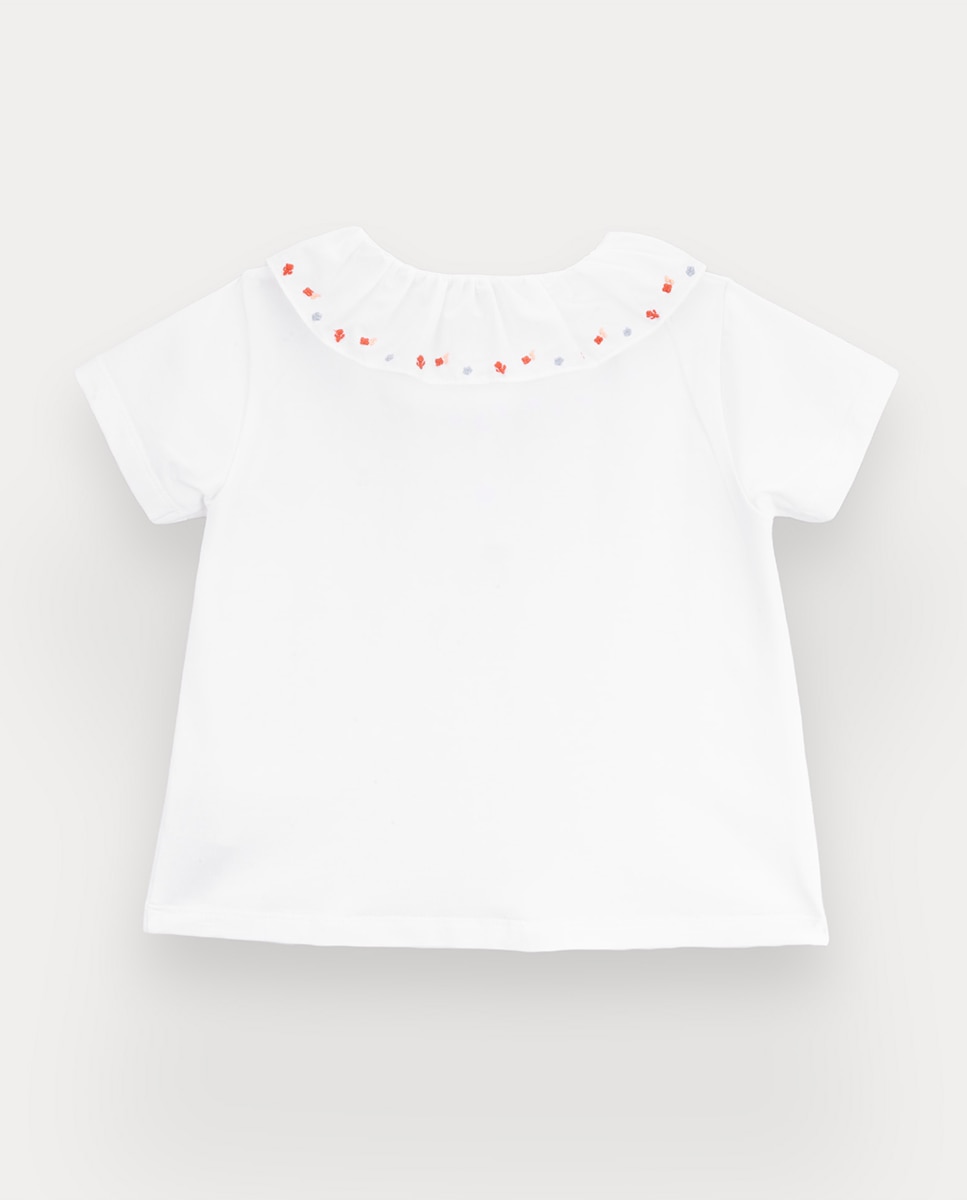 Polo Camellia de menina em algodão orgânico KNOT Branco-3