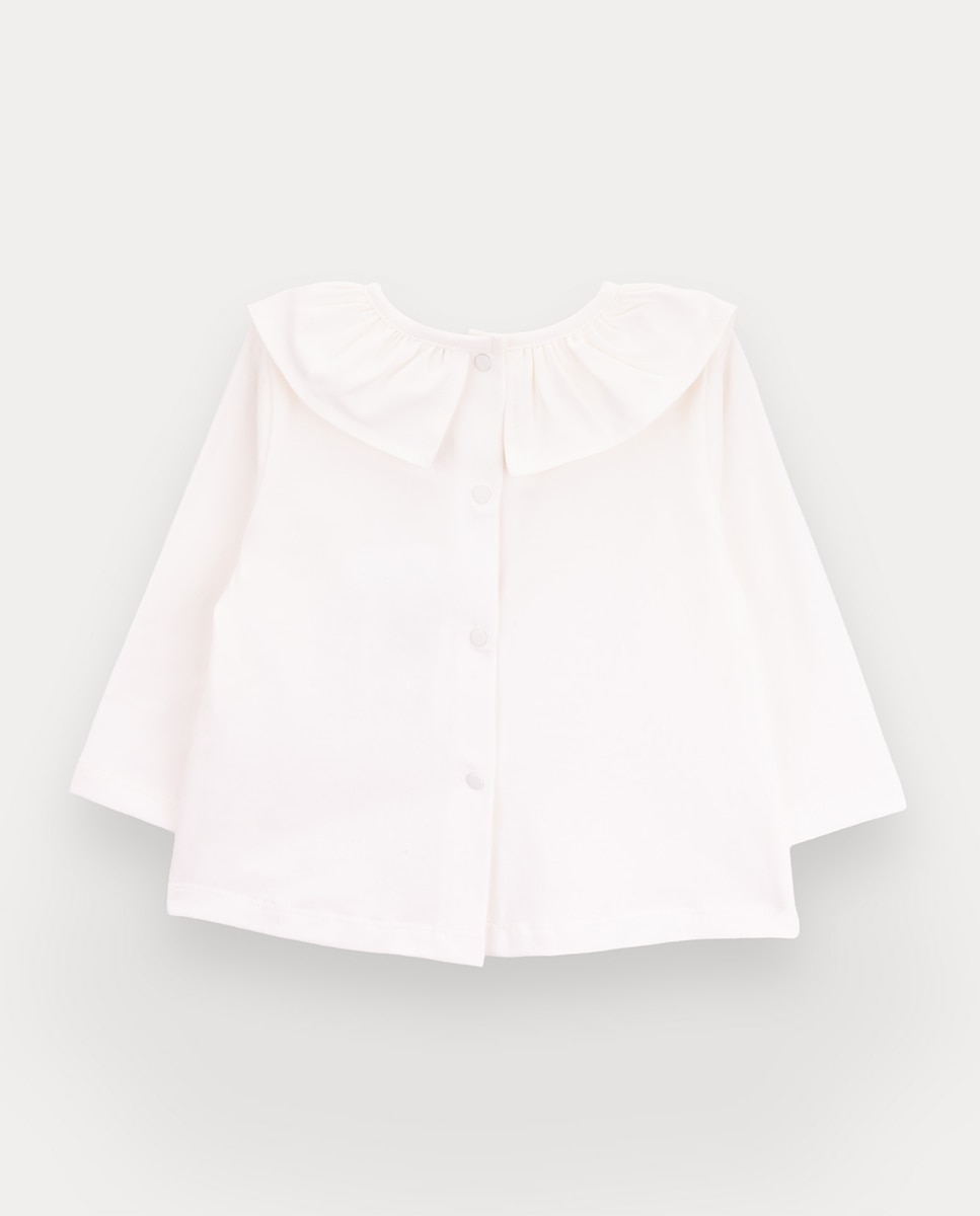 T-shirt Flairy de bebé menina em algodão orgânico KNOT Pérola-3