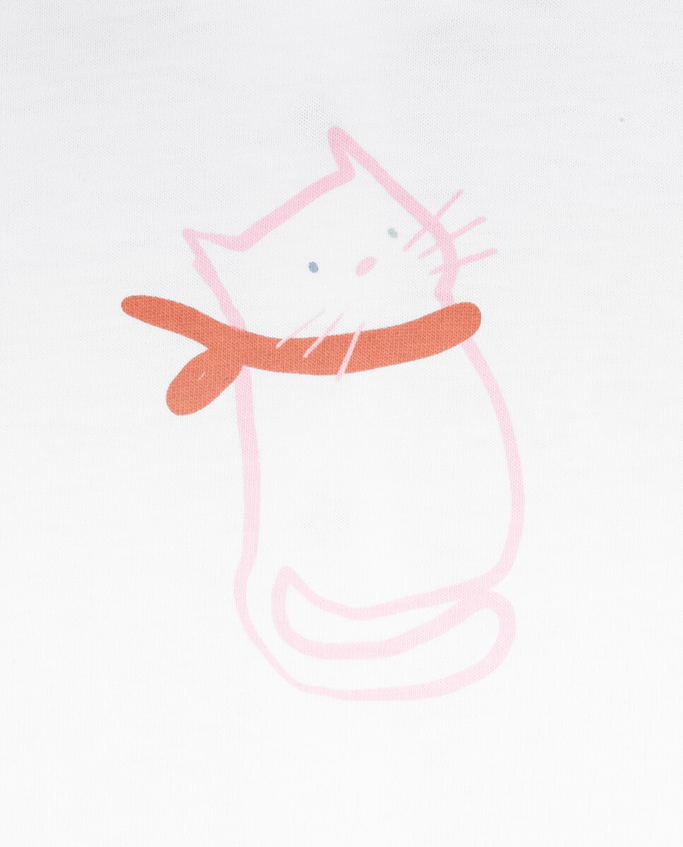 T-shirt Mary Cat de bebé menina em algodão KNOT Branco-2
