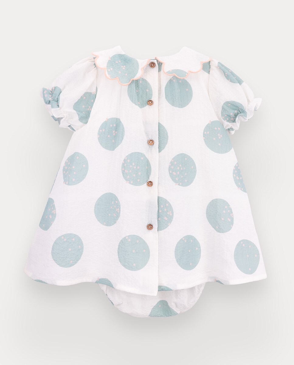 Vestido Dots de bebé menina em algodão KNOT Pérola-3
