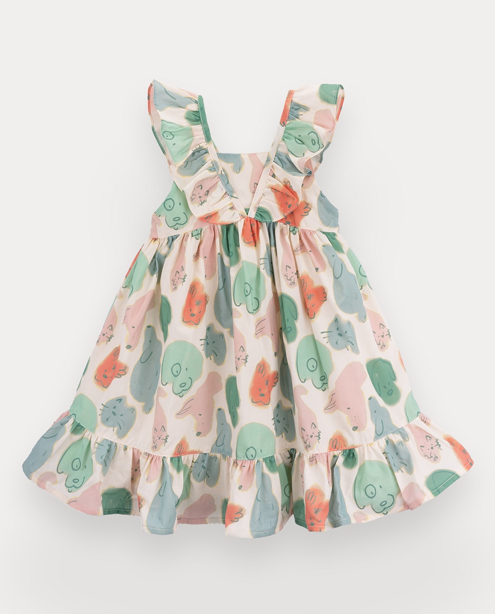 Imagem 0 de Vestido Fur-ever Friends de menina em algodão