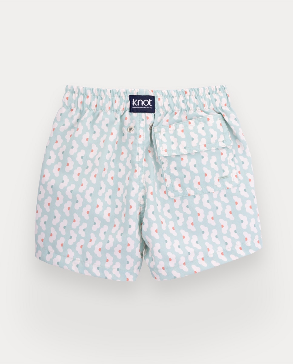 Calções de banho Parker de bebé menino estampado flores Verde Água-3