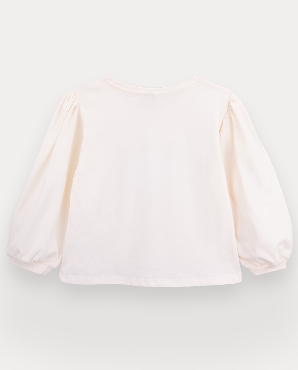 T-shirt Blurred Wings de menina em algodão KNOT Pérola-3