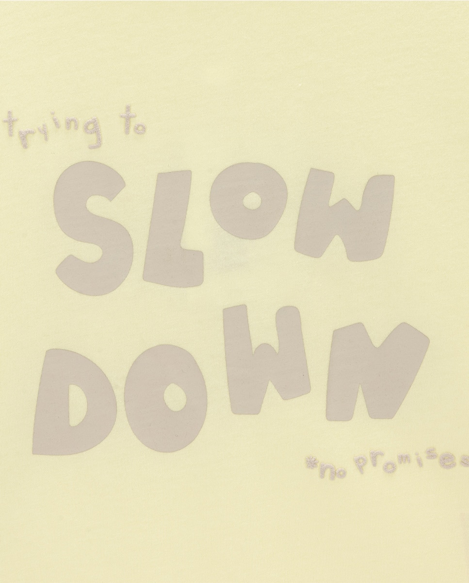 T-shirt Slow Down de menino em algodão KNOT Amarelo-2