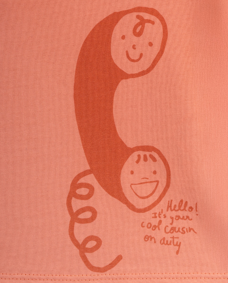 T-shirt Cousin Call de menino em algodão KNOT Vermelho-2