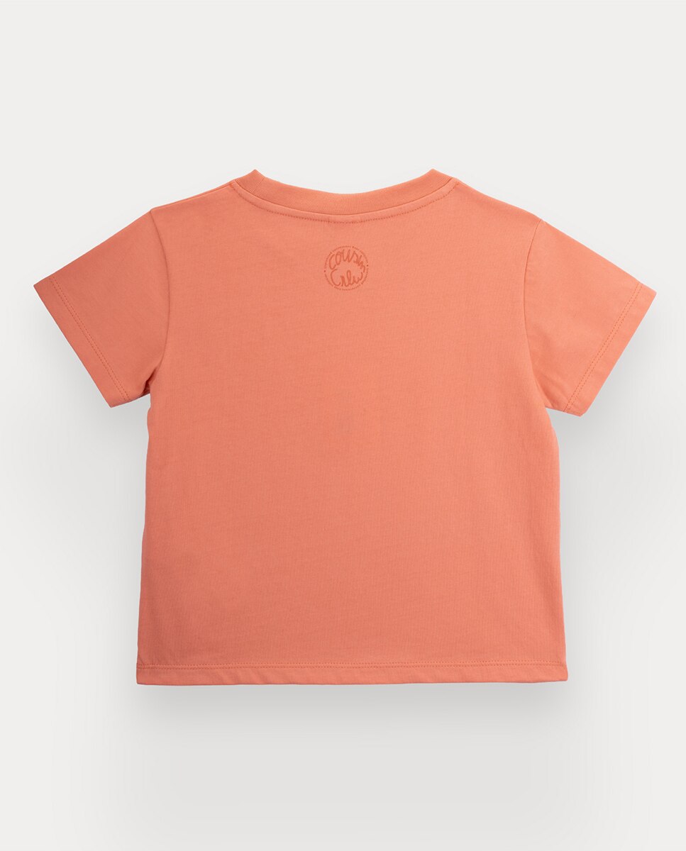 T-shirt Cousin Call de menino em algodão KNOT Vermelho-3