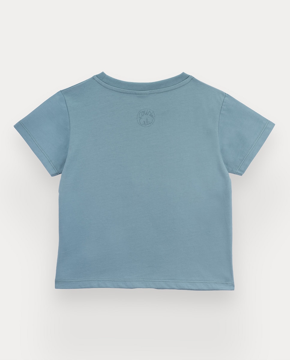 T-shirt Quiet Cousin de menino em algodão KNOT Verde-3