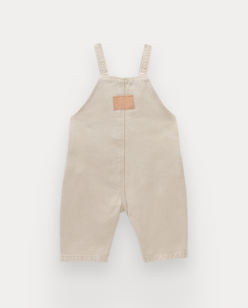 Jardineiras Oliver de bebé em sarja KNOT Taupe-3