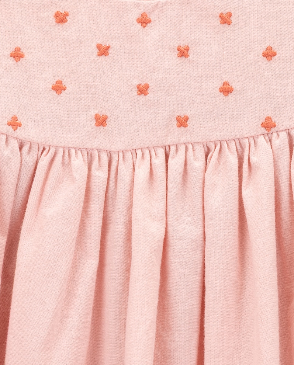 Vestido Blossom de bebé menina em algodão KNOT Rosa-2