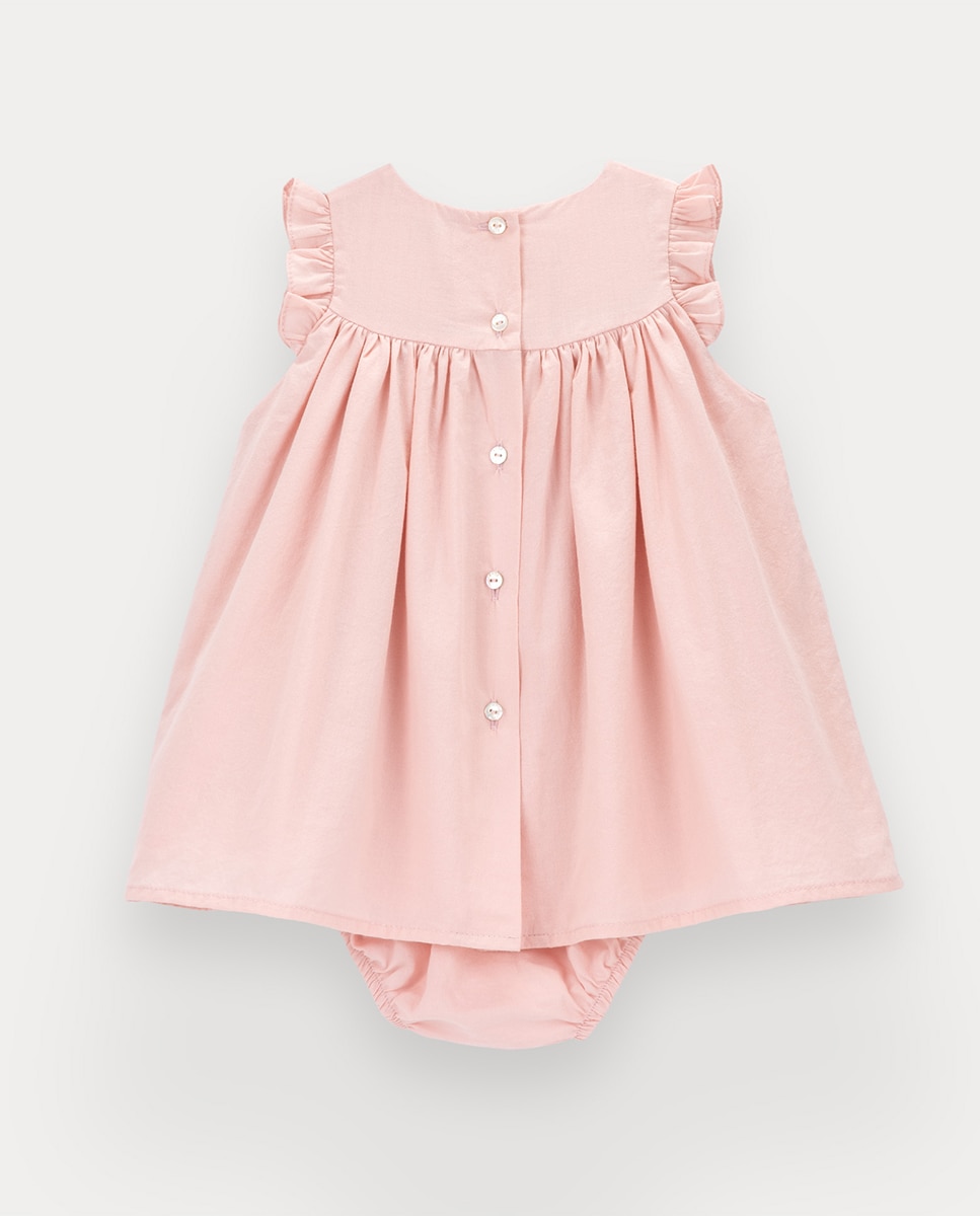 Vestido Blossom de bebé menina em algodão KNOT Rosa-3