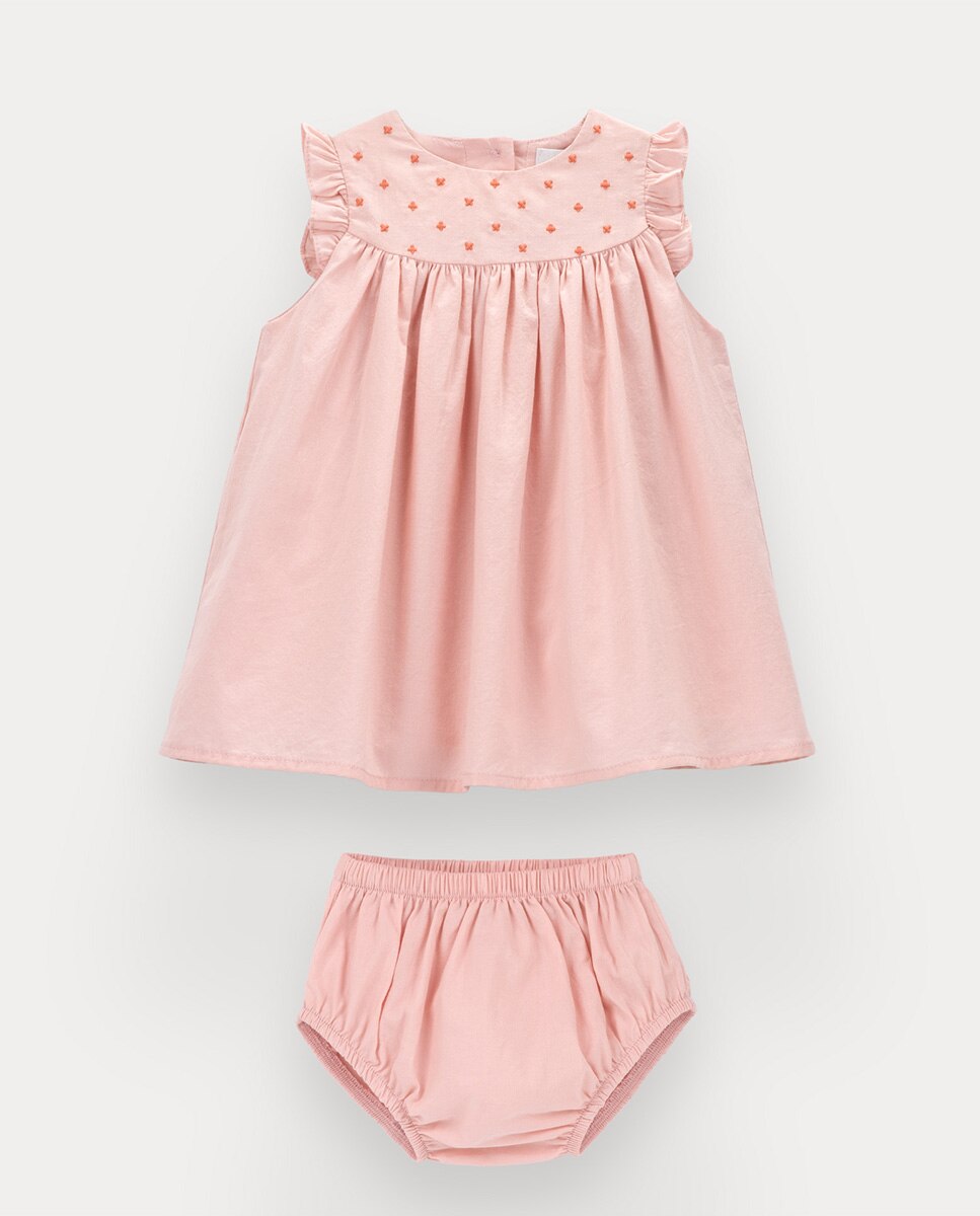 Vestido Blossom de bebé menina em algodão KNOT Rosa-4