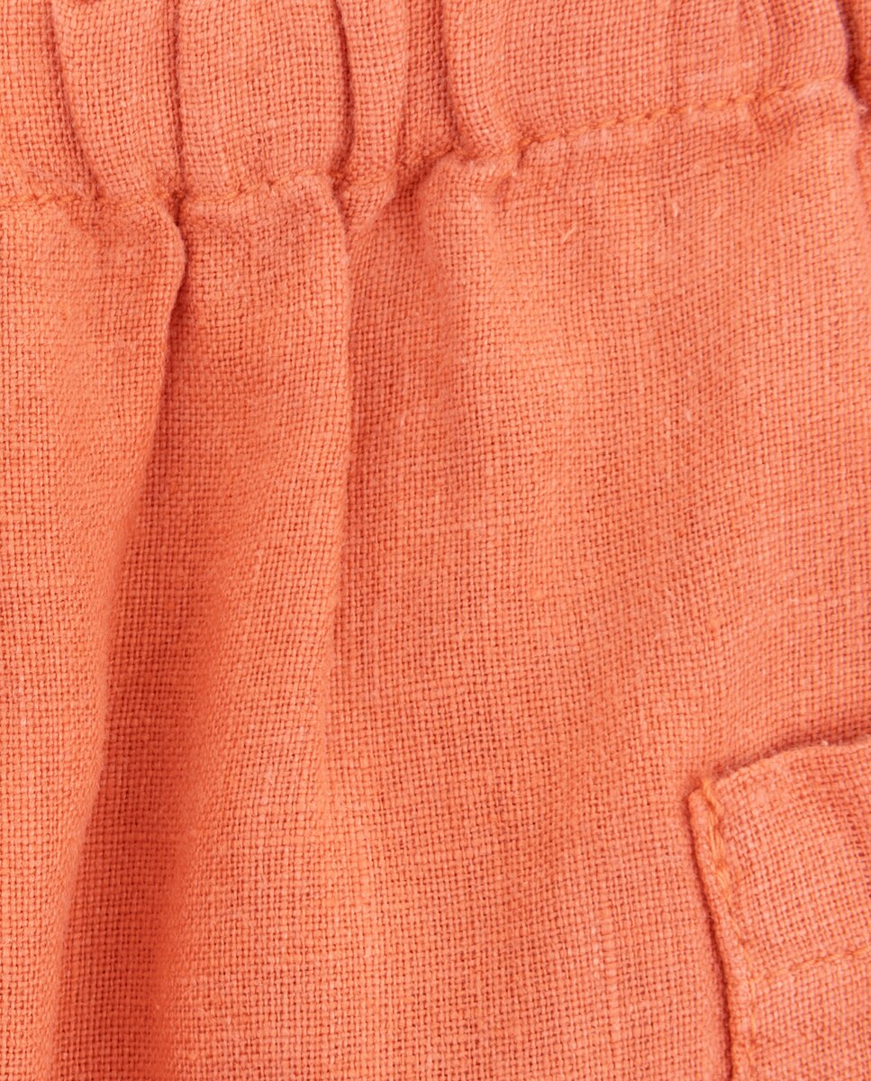 Calções Will de bebé menino em linho Vermelho-2