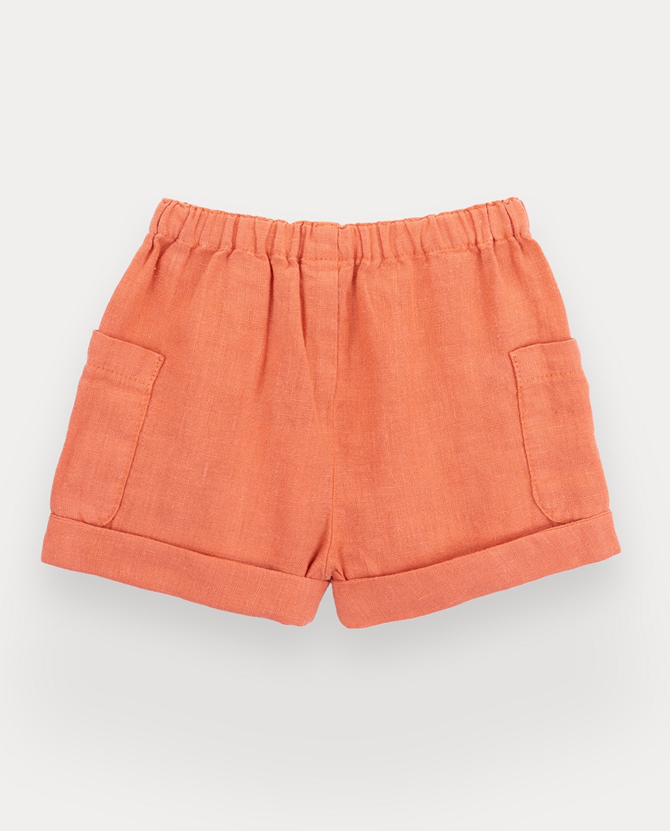 Calções Will de bebé menino em linho Vermelho-3