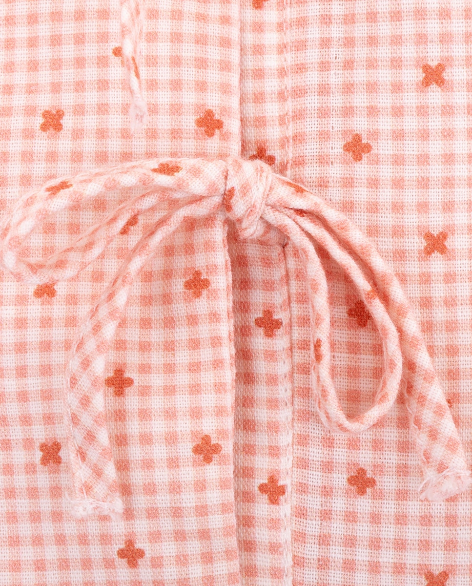 Blusa Debi de menina em linho e algodão KNOT Salmão-2