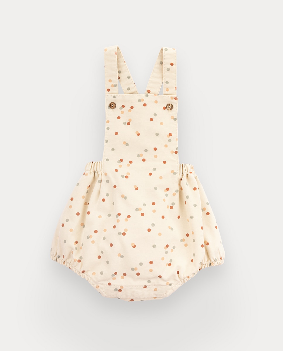 Fofo Playful Dots de bebé menina em canvas KNOT Bege-1