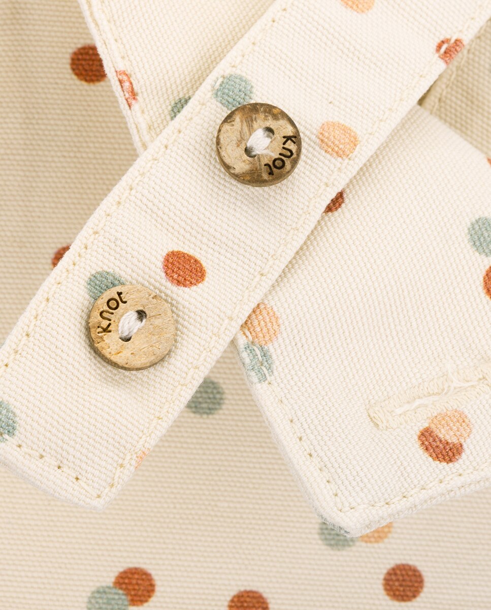 Fofo Playful Dots de bebé menina em canvas KNOT Bege-2