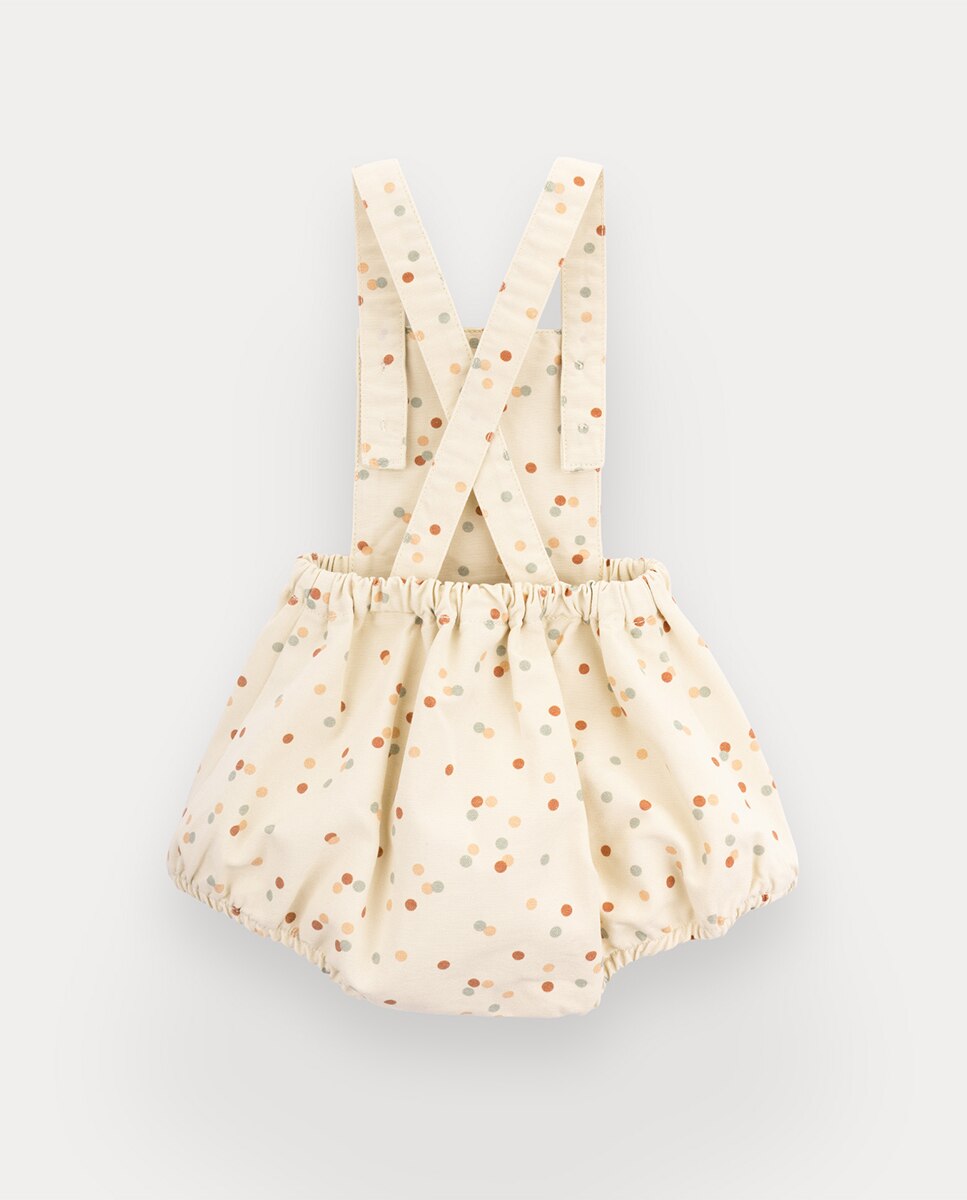 Fofo Playful Dots de bebé menina em canvas KNOT Bege-3