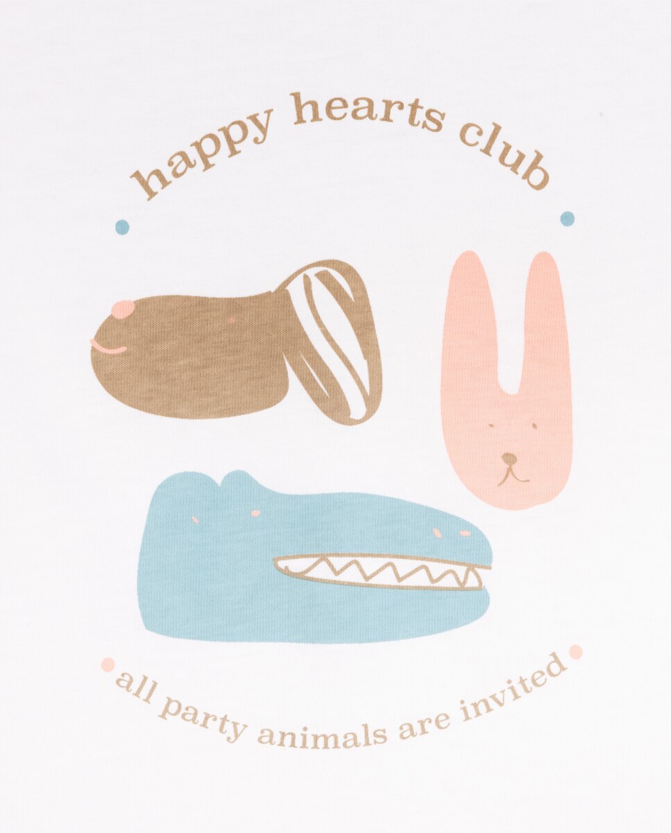 T-shirt Party Animals de menino em algodão KNOT Branco-2