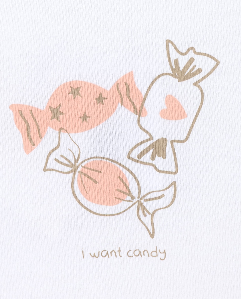 T-shirt Candy menina em algodão KNOT Branco-2