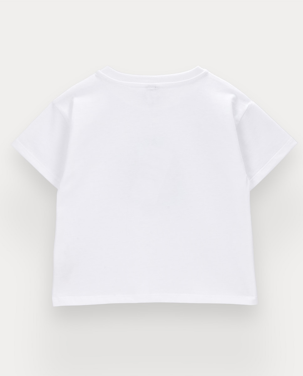 T-shirt Bee de menina em algodão KNOT Branco-3