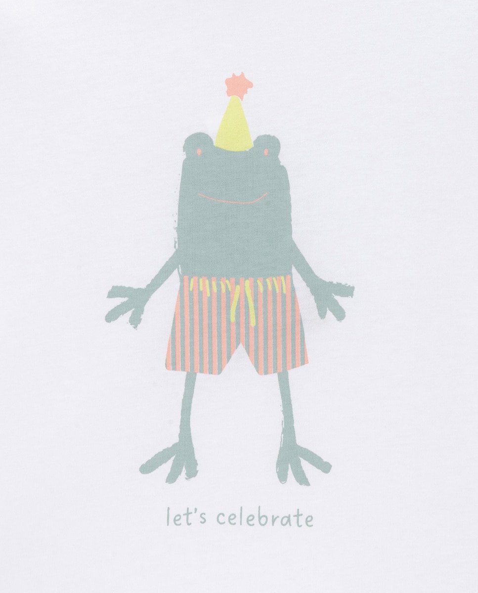 T-shirt Let Celebrate de menino em algodão KNOT Branco-2
