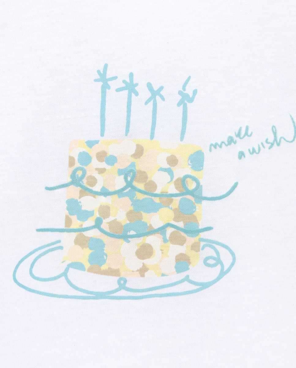 T-shirt Make a Wish de menina em algodão KNOT Branco-2
