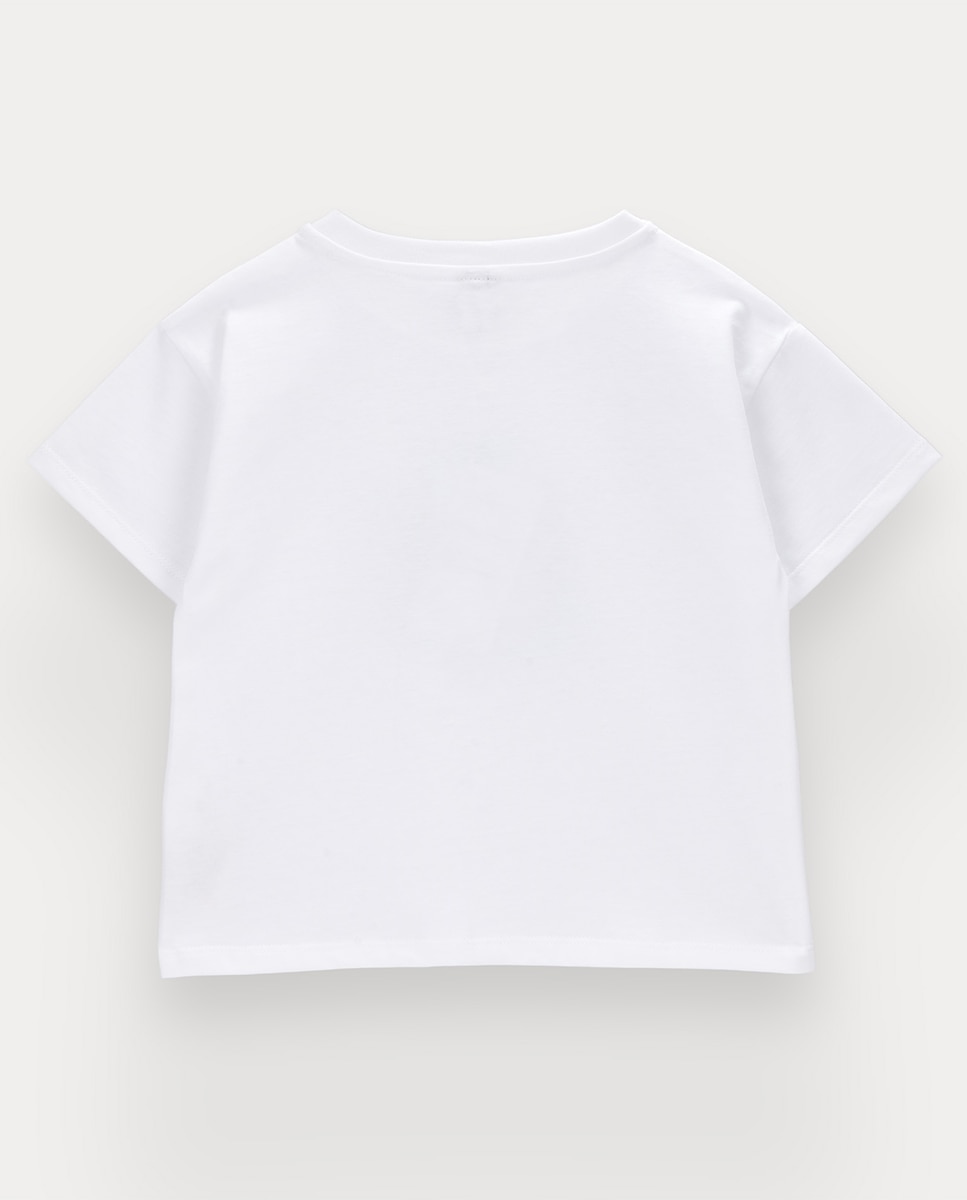 T-shirt Make a Wish de menina em algodão KNOT Branco-3