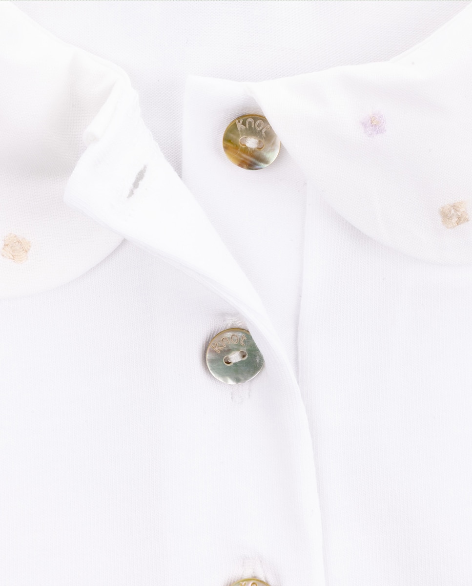 Polo Florence de menina em algodão orgânico KNOT Branco-2
