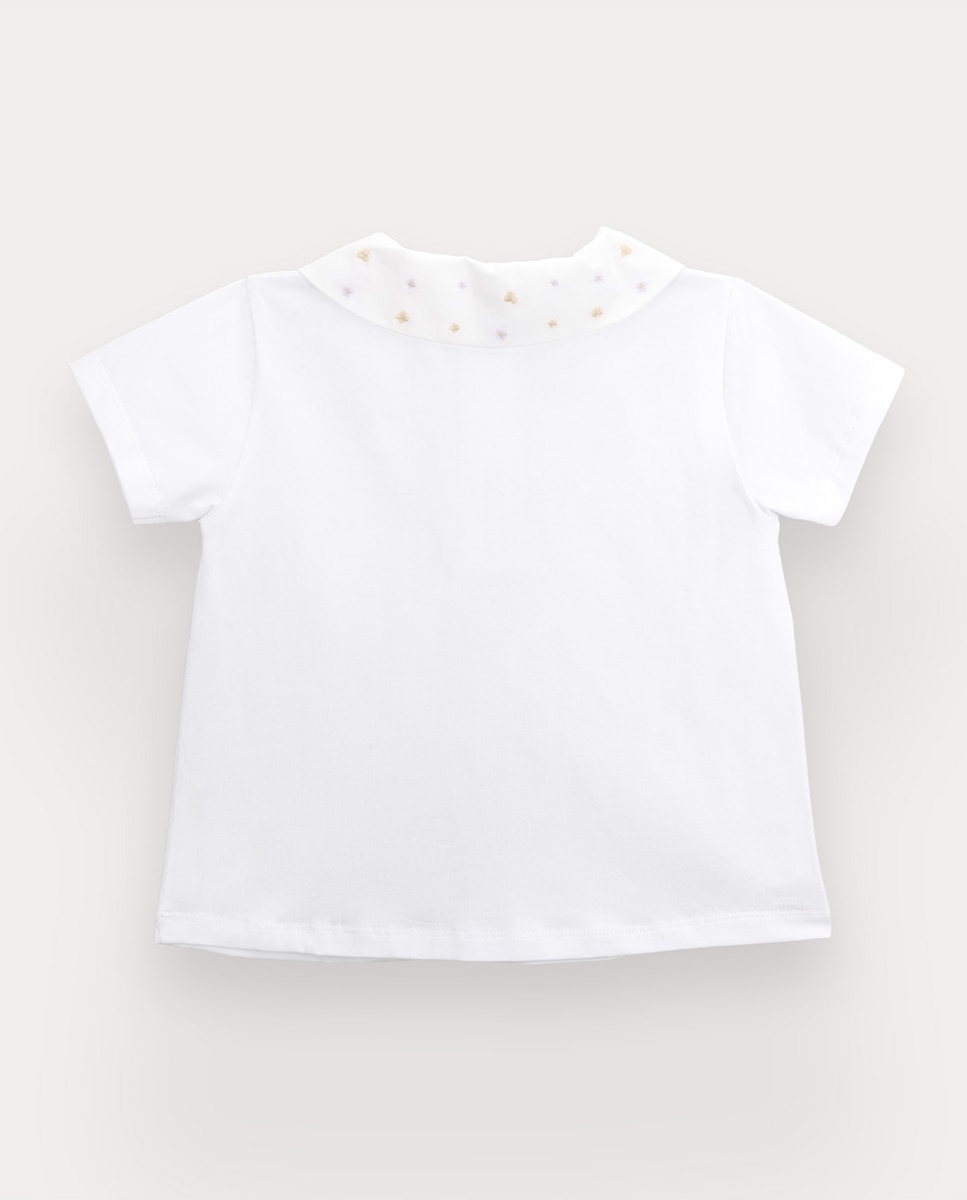 Polo Florence de menina em algodão orgânico KNOT Branco-3